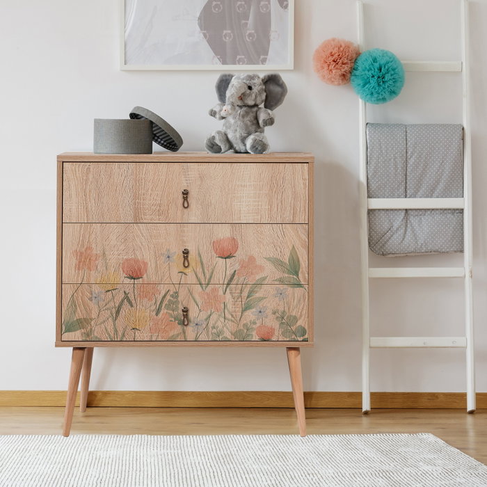 Hanah Home City Trio Tulip Mesita de Noche Roble Sonoma 80x89x40 cm Tablero de Partículas Melamina